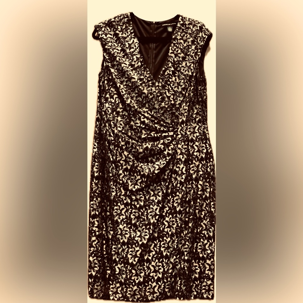 AMERICAN LIVING Black and gold lace cocktail dress, NWOT